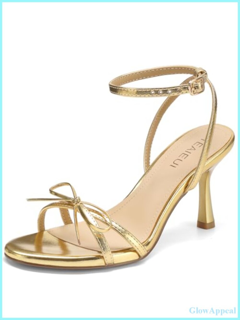 Women's Kitten Heels Round Open Toe Strappy Shoes with Bow